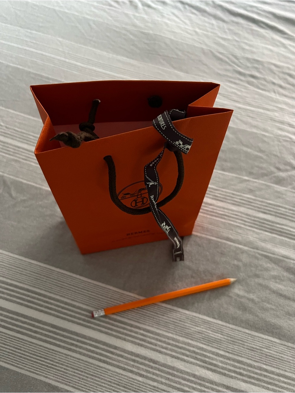 Hermes Orange Gift Bag with brown Ribbon - Luxury Shopping Accessory